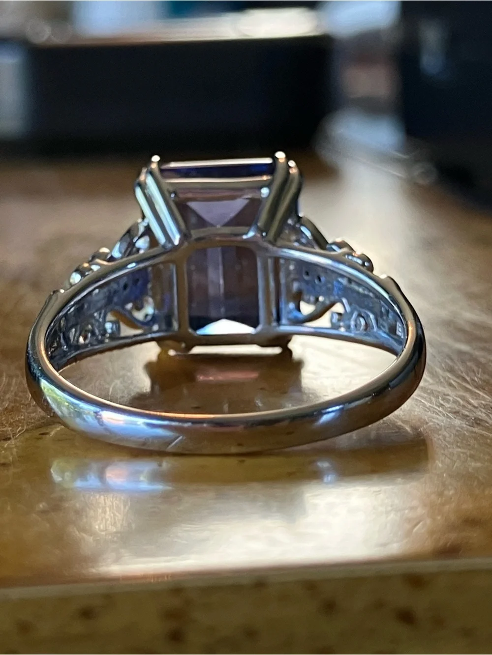 Color Changing Fluorite Blue Diamond Ring Size 9.75
